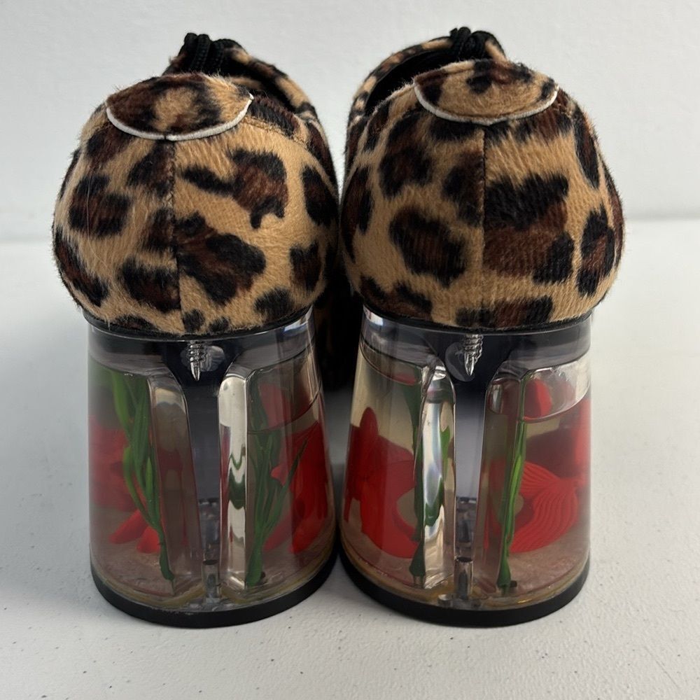 NWOT Funtasma Mens 9 Leopard Platform Shoes Fish Bowl Pimp Disco 70s Costume - Picture 5 of 14
